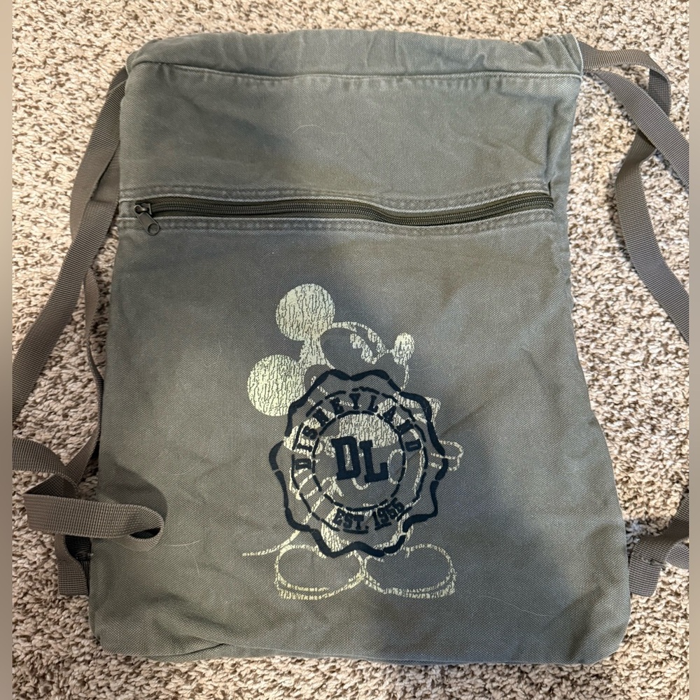 Vintage Canvas Disneyland Drawstring Backpack